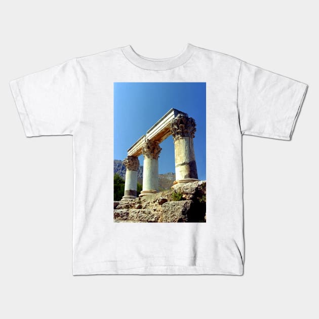 Corinthian Columns, Ancient Corinth Kids T-Shirt by BrianPShaw